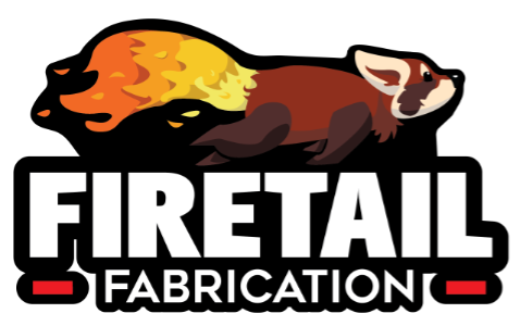 FireTail Fabrication logo: red panda with a fiery tail