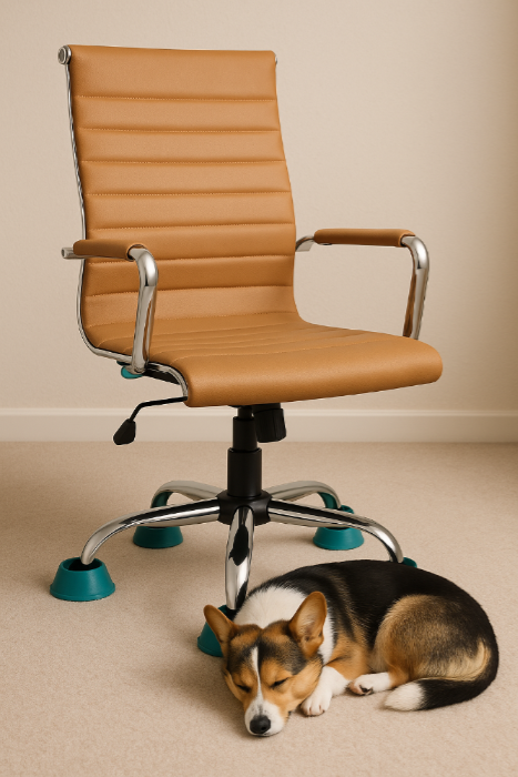 Pet Defender product demo showing snap-on wheel covers